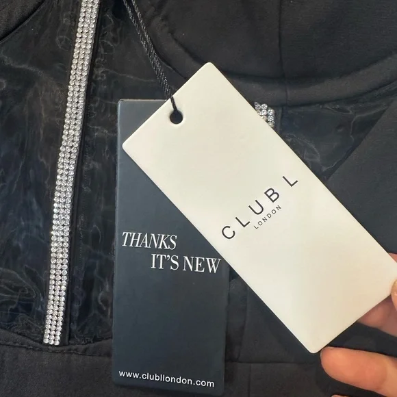 NWT Club L London Black Night Out Party Birthday Clubbing Mini Dress 🖤🍾 - Picture 5 of 10